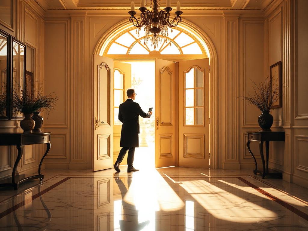 Private showing of a grand luxury estate foyer